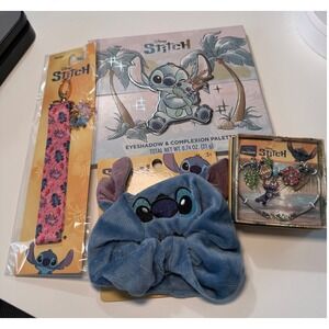 Disney Stitch Collection Bundle Eyeshadow Palette Scrunchie Keychain Bracelet